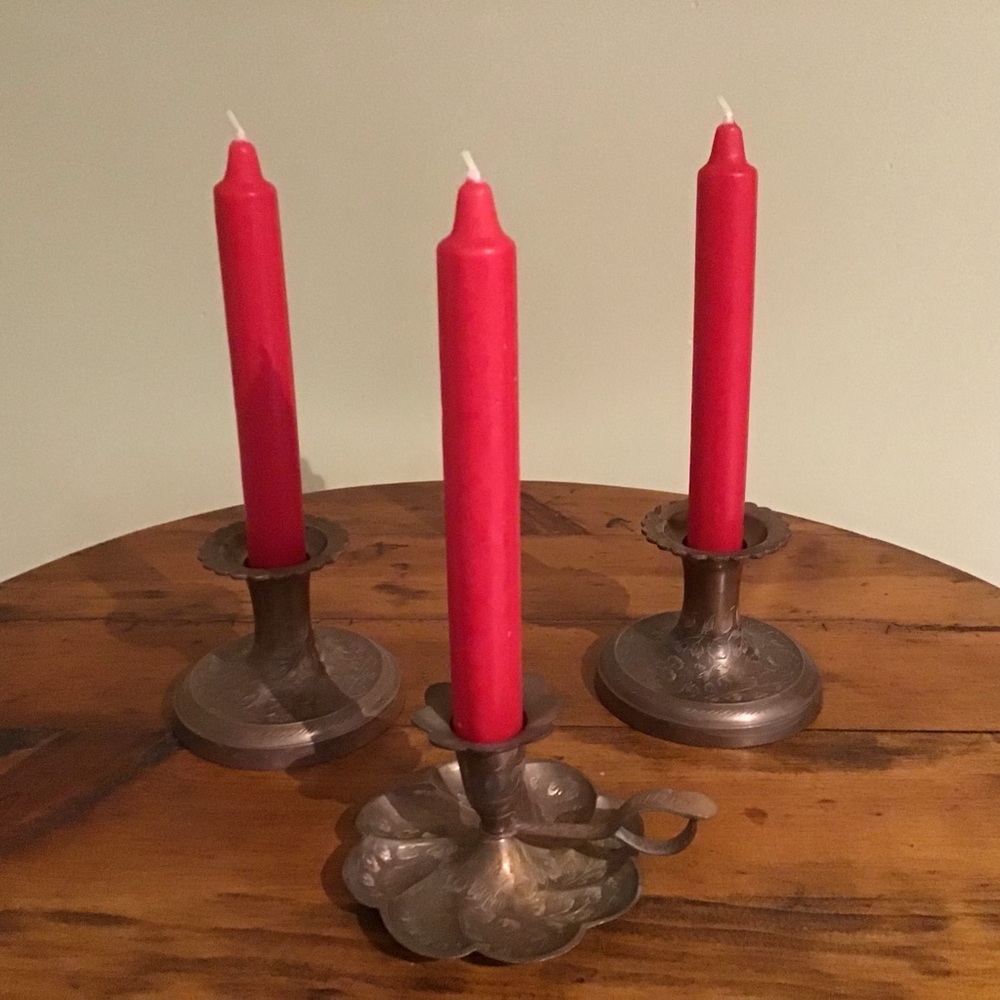 Vintage Brass Candlestick Holders - Picture 1 of 5
